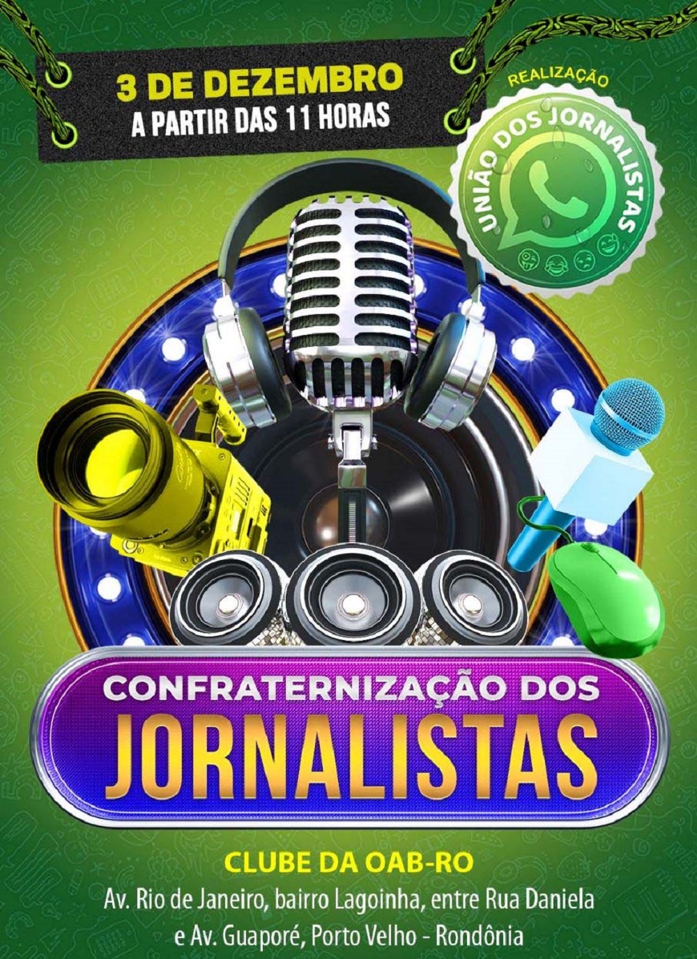 Festa dos Jornalistas é no próximo sábado (3/12), no Clube da OAB/RO em Porto Velho