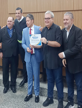 Vereadores Breno Mendes, Zé Paroca e Everaldo Fogaça, com Herbert Lins